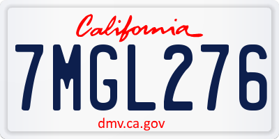 CA license plate 7MGL276