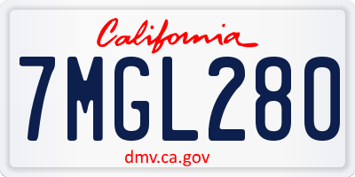 CA license plate 7MGL280