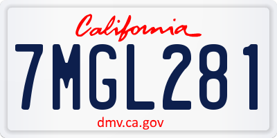 CA license plate 7MGL281