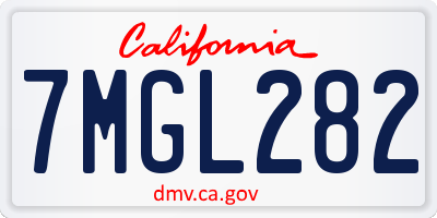 CA license plate 7MGL282