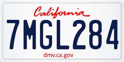 CA license plate 7MGL284