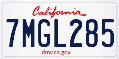 CA license plate 7MGL285
