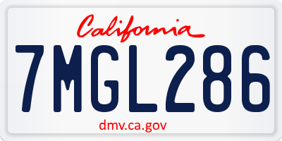 CA license plate 7MGL286