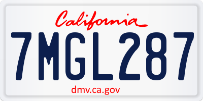 CA license plate 7MGL287
