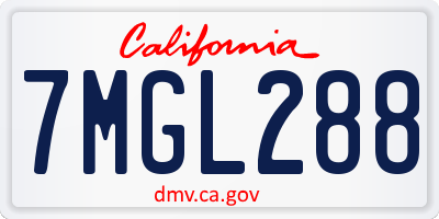 CA license plate 7MGL288