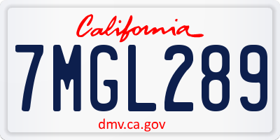 CA license plate 7MGL289