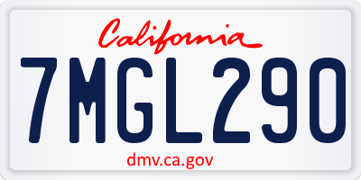CA license plate 7MGL290