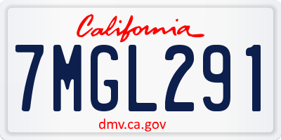 CA license plate 7MGL291