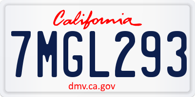 CA license plate 7MGL293
