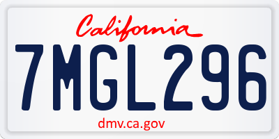CA license plate 7MGL296