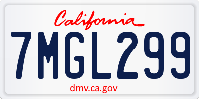 CA license plate 7MGL299