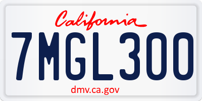 CA license plate 7MGL300