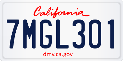 CA license plate 7MGL301