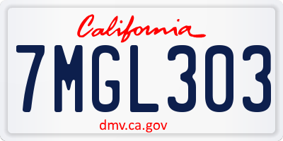 CA license plate 7MGL303