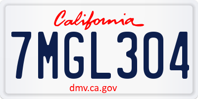 CA license plate 7MGL304