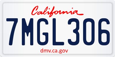 CA license plate 7MGL306