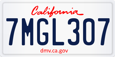 CA license plate 7MGL307