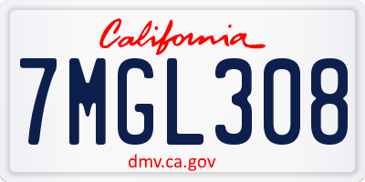 CA license plate 7MGL308