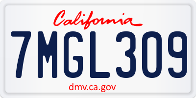 CA license plate 7MGL309