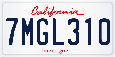 CA license plate 7MGL310