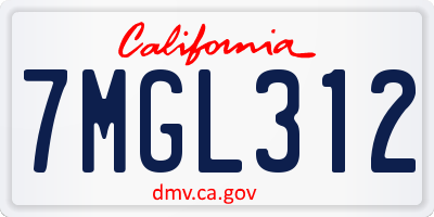CA license plate 7MGL312
