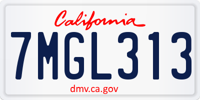 CA license plate 7MGL313