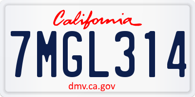 CA license plate 7MGL314