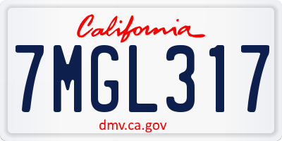 CA license plate 7MGL317
