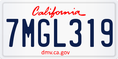 CA license plate 7MGL319