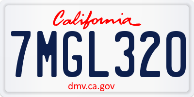 CA license plate 7MGL320