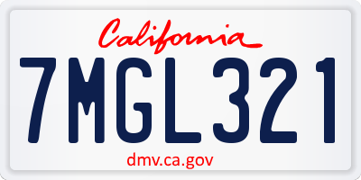CA license plate 7MGL321