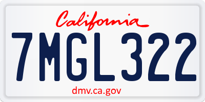 CA license plate 7MGL322