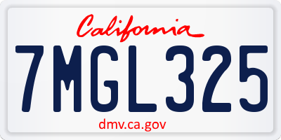 CA license plate 7MGL325