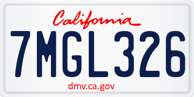 CA license plate 7MGL326