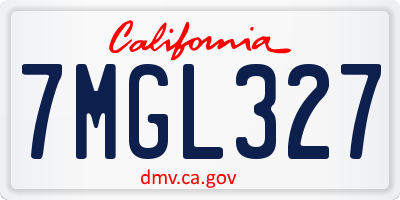 CA license plate 7MGL327
