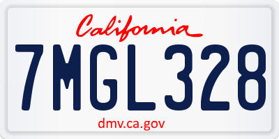 CA license plate 7MGL328