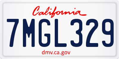 CA license plate 7MGL329