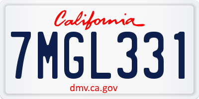 CA license plate 7MGL331
