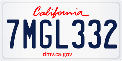 CA license plate 7MGL332