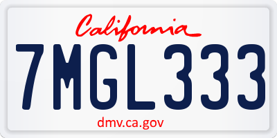CA license plate 7MGL333