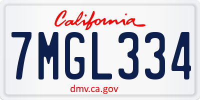 CA license plate 7MGL334