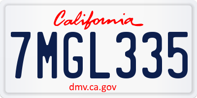 CA license plate 7MGL335