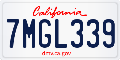 CA license plate 7MGL339