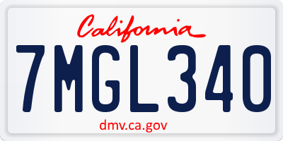 CA license plate 7MGL340