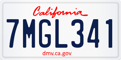 CA license plate 7MGL341