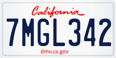 CA license plate 7MGL342