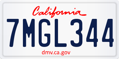 CA license plate 7MGL344