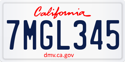CA license plate 7MGL345