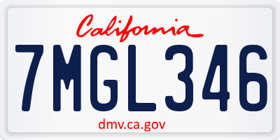 CA license plate 7MGL346