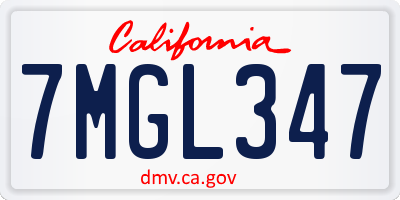 CA license plate 7MGL347